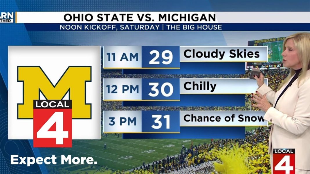 Snow, wind, and cold hit The Game: Michigan vs. Ohio State showdown! (Video)