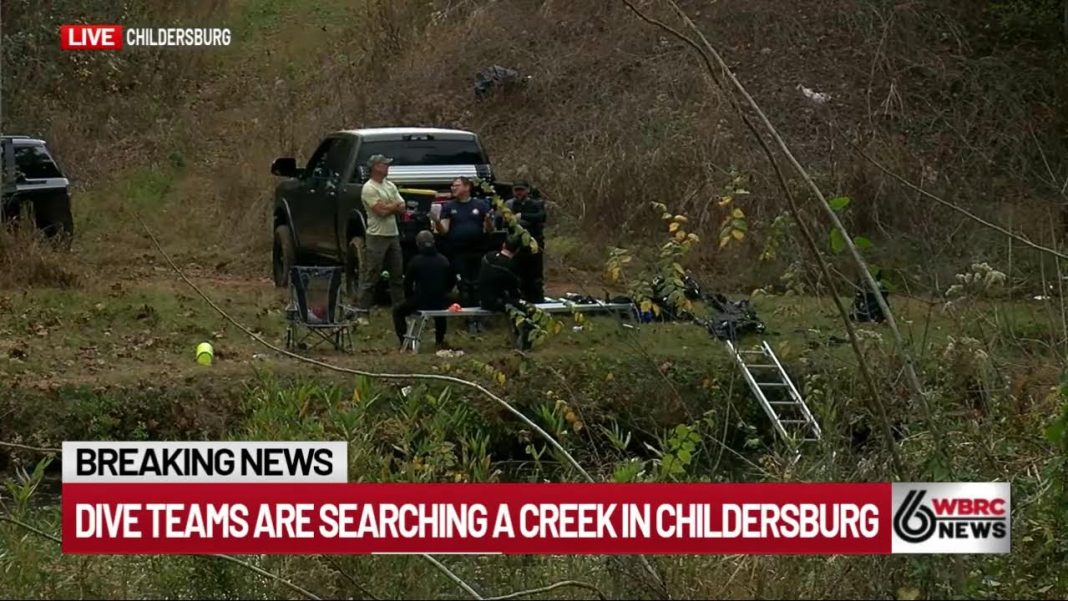 Divers are scouring a river in Childersburg. (Video)