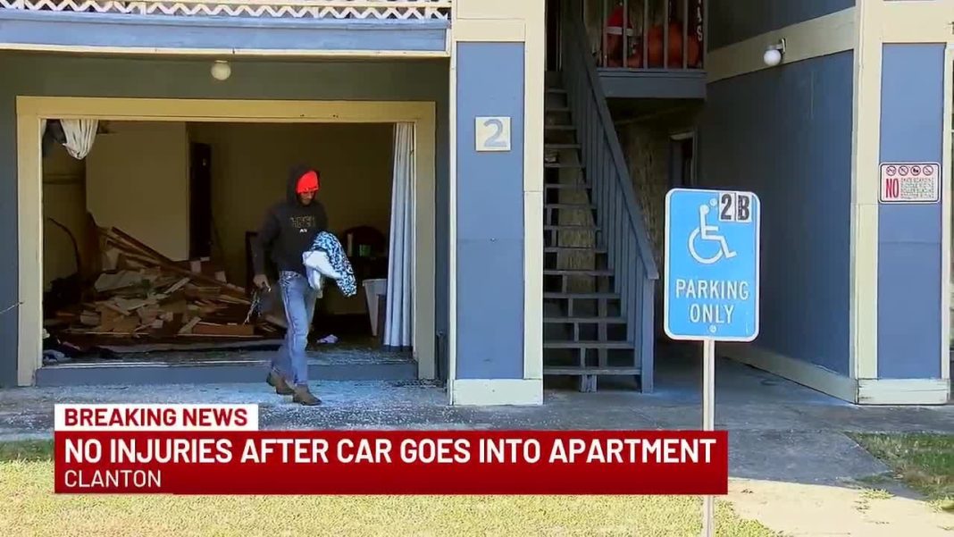 Car crashes into Clanton apartment, but fortunately, no injuries! (Video)