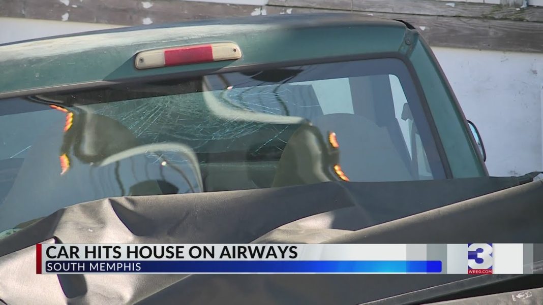 Car crashes into South Memphis home, leaving 1 injured (Video)