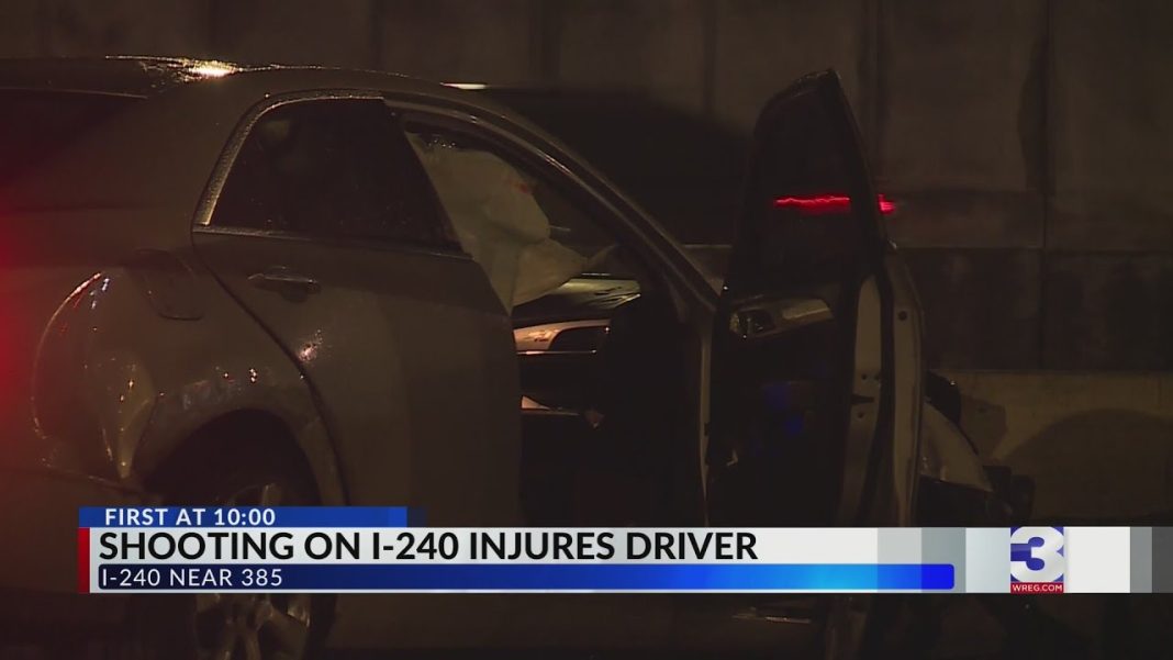 Shooting on I-240 injures driver; authorities hunt for suspect (Video)