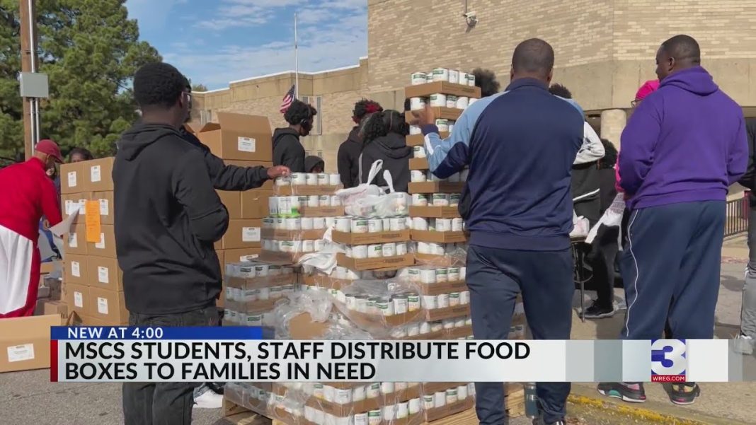 ‘Giving back to our community!’ (Video): MSCS students, staff distribute food boxes to families in need.