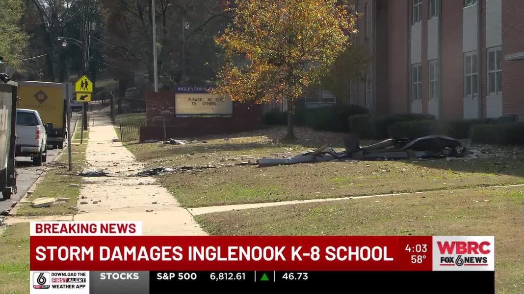 Storm hits Inglenook K-8 School, causing significant damage. (Video)